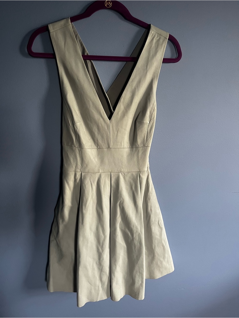 Banana Republic V-Neck Pleated A-Line Leather Dress